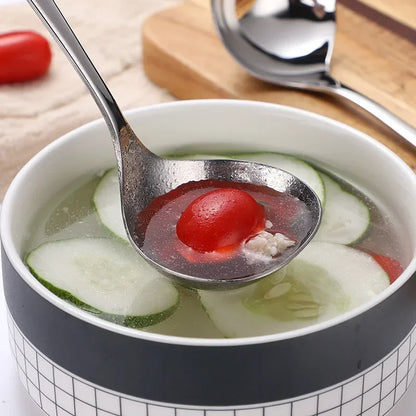 1pc Stainless Steel Thickening Spoon Creative Long Handle Durable Hotel Hot Pot Spoon Soup Ladle Home Kitchen Essential Tools