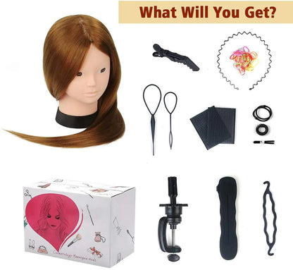 80% Real Hair Doll Head For Hairstyles Mannequin Head Hair Training Head Braid Hairdressing Practice Hair Styling Child Gift