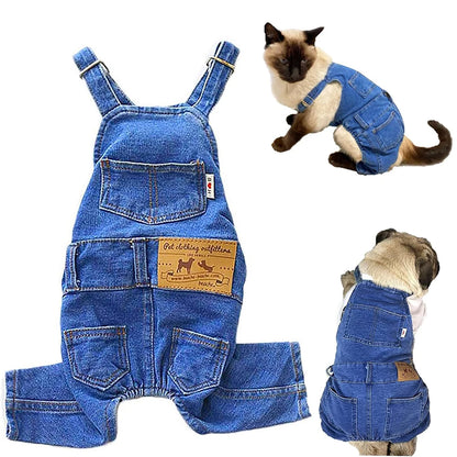 Blue Overalls for Dogs Pet Jean Clothes Dog Denim Jumpsuit Fashion Apparel Comfortable Puppy Costumes forSmall Medium Dogs
