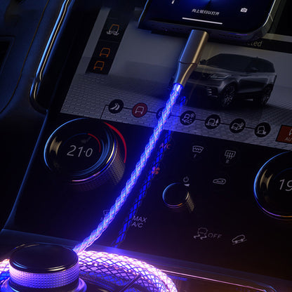 3 in 1 Glowing LED Light 6A 66W Fast Charging Micro USB Type C Cable For iPhone Samsung Xiaomi Redmi Phone Charger USB Cable