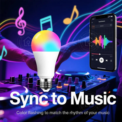 E27 Smart Bulb Tuya Bluetooth LED Light Bulb 18W 15W 9W 220V RGB Lamp APP Control Timer Dimmable Music Sync Work With Smart life