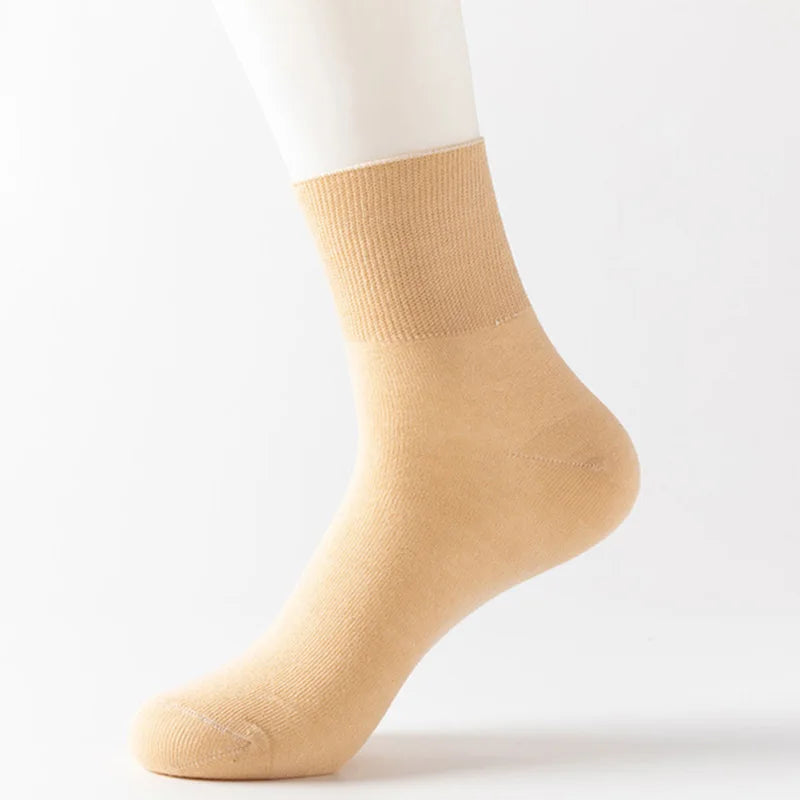 Women's 5 Pairs Quality Cotton Diabetic Middle Socks Comfortable Loose Mouth  Plus Size48,49,50 Older Men's Diabetic Socks Meias