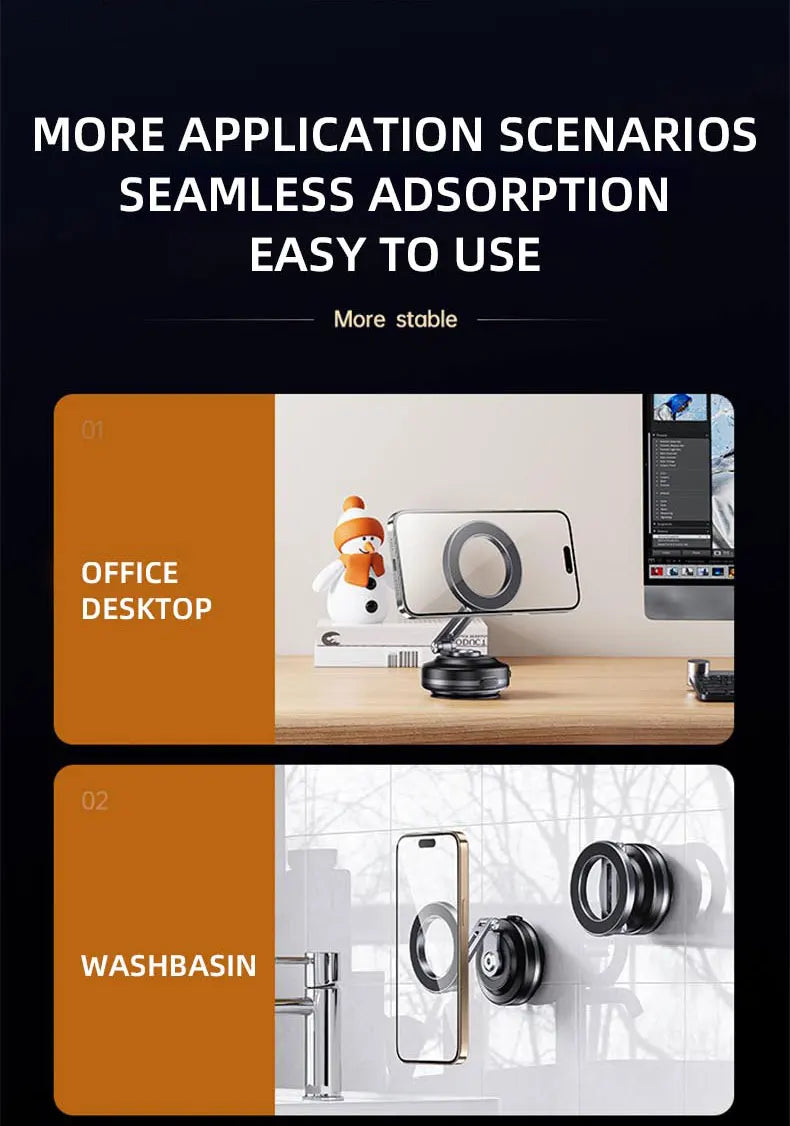 Magnetic Car Mobile Phone Holder Mount Foldable 360 Degree Rotating Vacuum Adsorption Smartphone Holder Multifunction