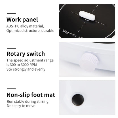 Magnetic Stirrer Mini Lab Stir Mixer Portable Stirrer Plate with Stir Bar 1L 600-4000RPM for Laboratory EU Plug