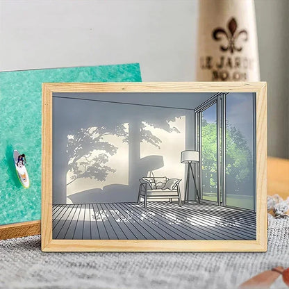Decorative Led Light Painting USB Plug Dimming Wall Artwork Table Lamp Gift Indoor Sunlight Window Wooden Photo Night Luminous