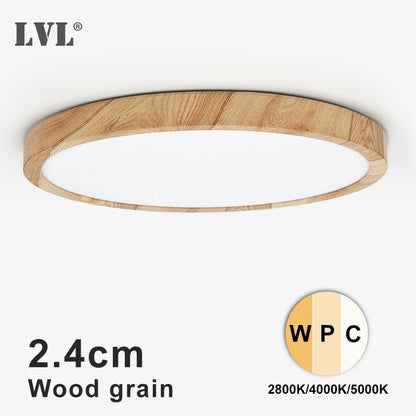 Modern LED Ceiling Light Wood Grain Golden One Light with 3 Colors Home Lighing Kitchen Bedroom Bathroom Surface Ceiling Lamp