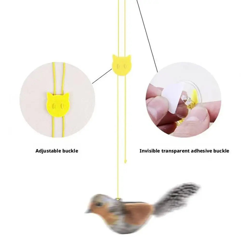 Interactive Cat Toys Hanging Squeaky Simulation Bird Plush Cats Pets Teasing Toys With Feather Catnip Kitten Chirping Bird Toy