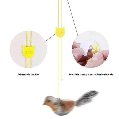Interactive Cat Toys Hanging Squeaky Simulation Bird Plush Cats Pets Teasing Toys With Feather Catnip Kitten Chirping Bird Toy