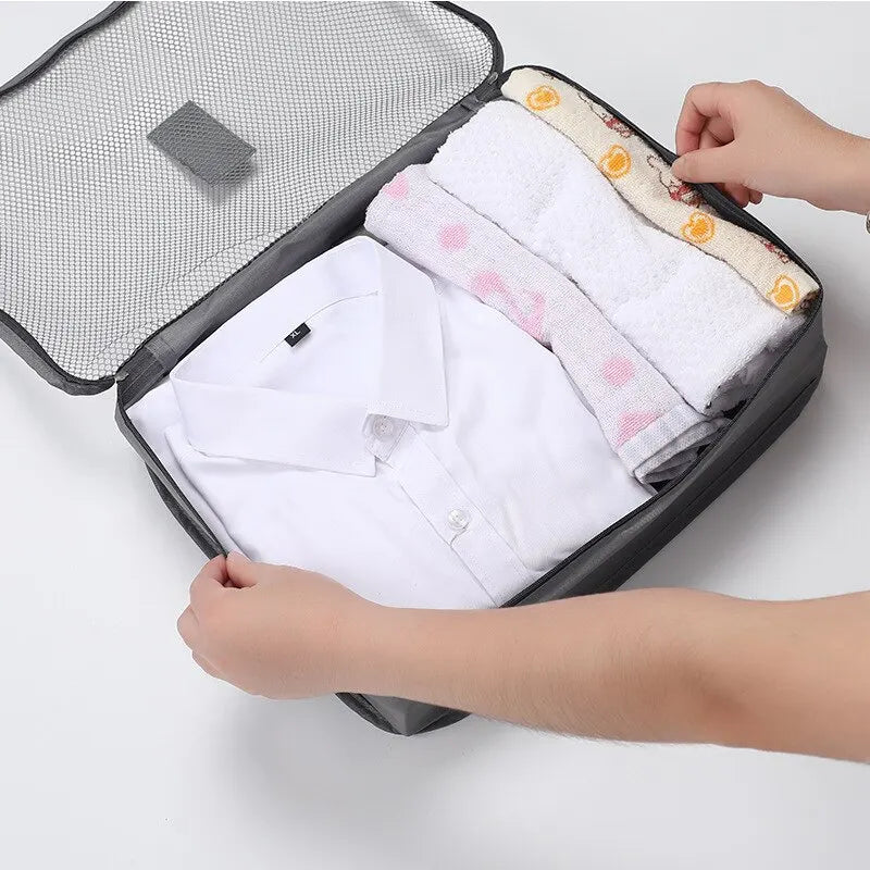 6 Pcs Travel Clothes Storage Bags Set Portable Luggage Organizer Suitcase Pouch Pouch Packing Cube For Shoes Packing Clothes