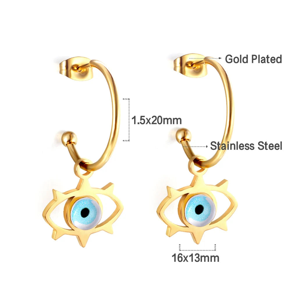 LUXUSTEEL Golden Heart style Women's Hoop Earrings Stainless Steel Female Earring Flower Star Drop Ear ring Jewelry Gifts