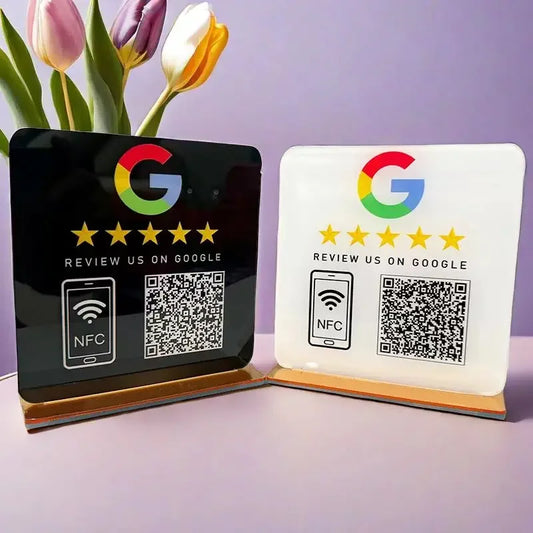 Review Us on Google Custom Google Review Sign With NFC Beauty Salon Business Decor Acrylic Google Review QR Code Sign