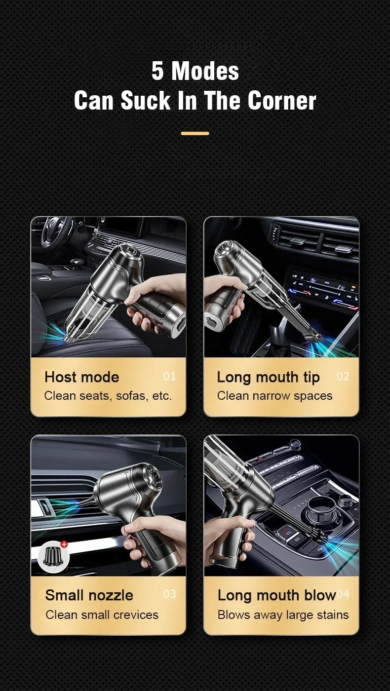 2024 12000Pa Wireless Hand-Held Vehicle Vacuum Handheld Mini Portable Robot Cleaner For Car Home Desktop Keyboard Cleaning