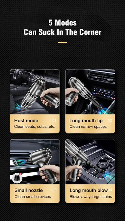 2024 12000Pa Wireless Hand-Held Vehicle Vacuum Handheld Mini Portable Robot Cleaner For Car Home Desktop Keyboard Cleaning