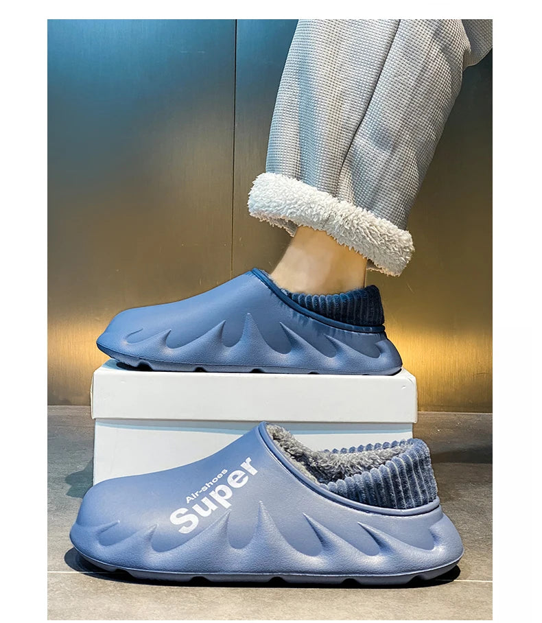 Plus Size 4849 Winter Men Slippers Warm Fur Home Slippers for Men Fashion Plush House Cotton Shoes Womens Wear Slides New