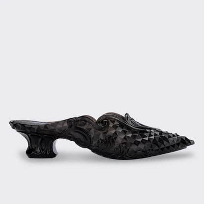 Women Sandals 2025 Spring Melissa Woman Slingback Shoes Fashion Ladies High Heels Elegant Med Heel Pointed Toe Slip on Sandal