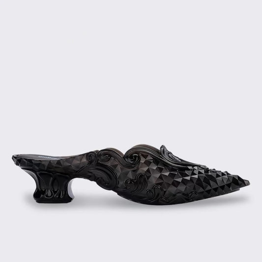 Women Sandals 2025 Spring Melissa Woman Slingback Shoes Fashion Ladies High Heels Elegant Med Heel Pointed Toe Slip on Sandal