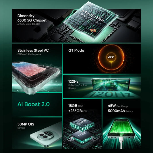 realme 13 5G Smartphone 6.72" 120Hz Display 50MP OIS Camera 120Hz LCD Eye Comfort Display 45W Fast Charge 5000mAh Battery IP64