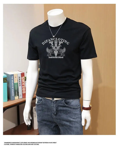 Men's T-shirts, Summer Round Neck Printed Trendy Men's Casual Versatile Short Sleeve Tops