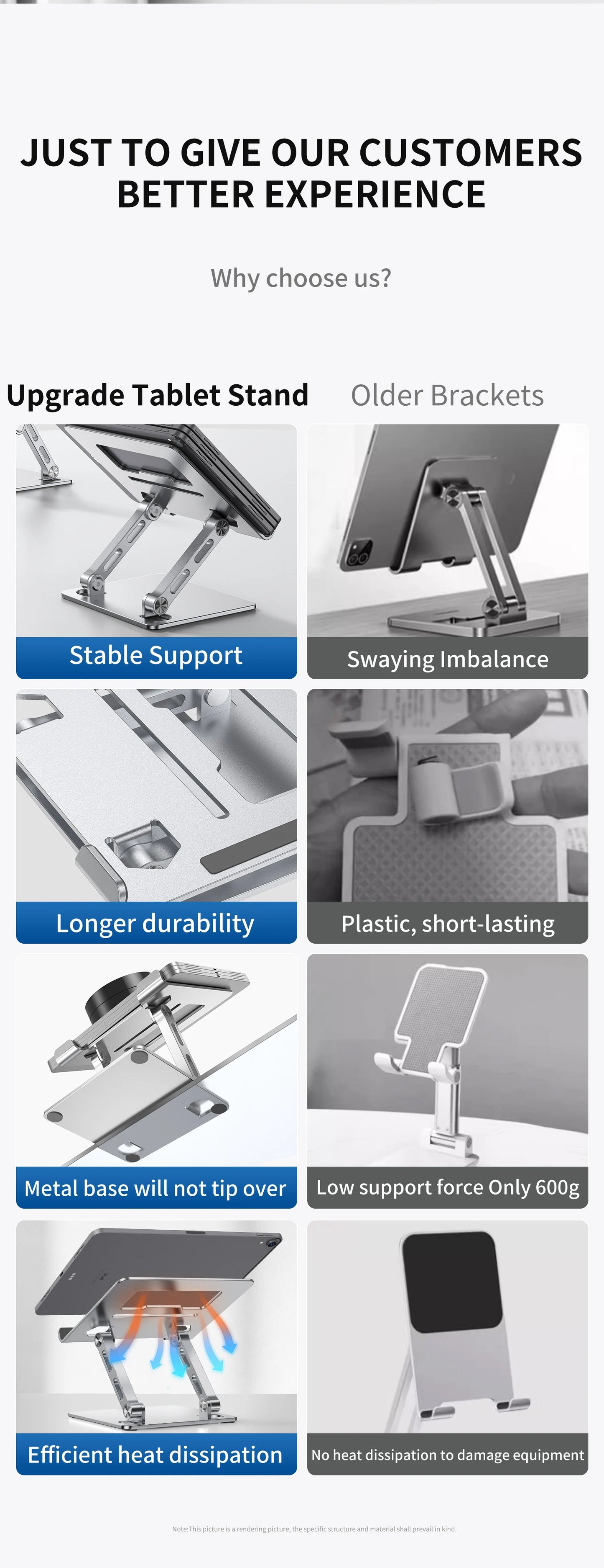 Tablet Stand, Swivel Tablet Stand with 360 Rotating Base, Adjustable Tablet Holder for Drawing, Compatible with iPad Pro/Air/Min