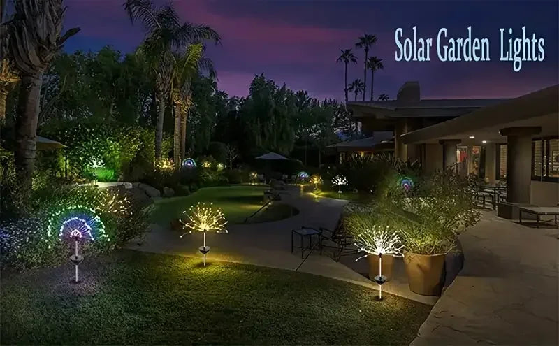 NEW 200LEDs Solar Fireworks Lights Outdoor Waterproof Solar Garden Lights 8 Lighting Modes With Remote Control Decorations Light