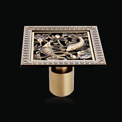 Antique Euro Square Floor Drains Deodorant Floor Drain Strainer Cover Brass Shower Hardware Bathroom Accessories Floor Drain