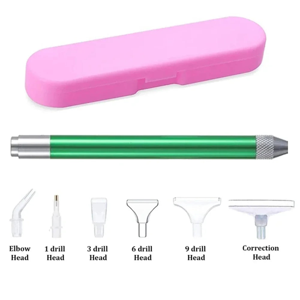 LED Diamond Painting Illumination Pen Kits with Light Art Lighted Applicator Accessories 5D Light Up Pens Nails DIY Crafts Tool