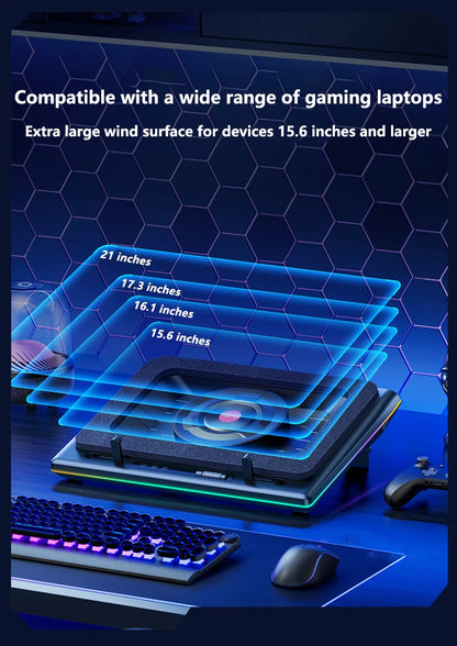 Gaming Laptop Cooling Pad, Laptop Cooling Stand with 5.5inch External Cooling Fan, Rapid Cooling Laptop 15.6-21inch