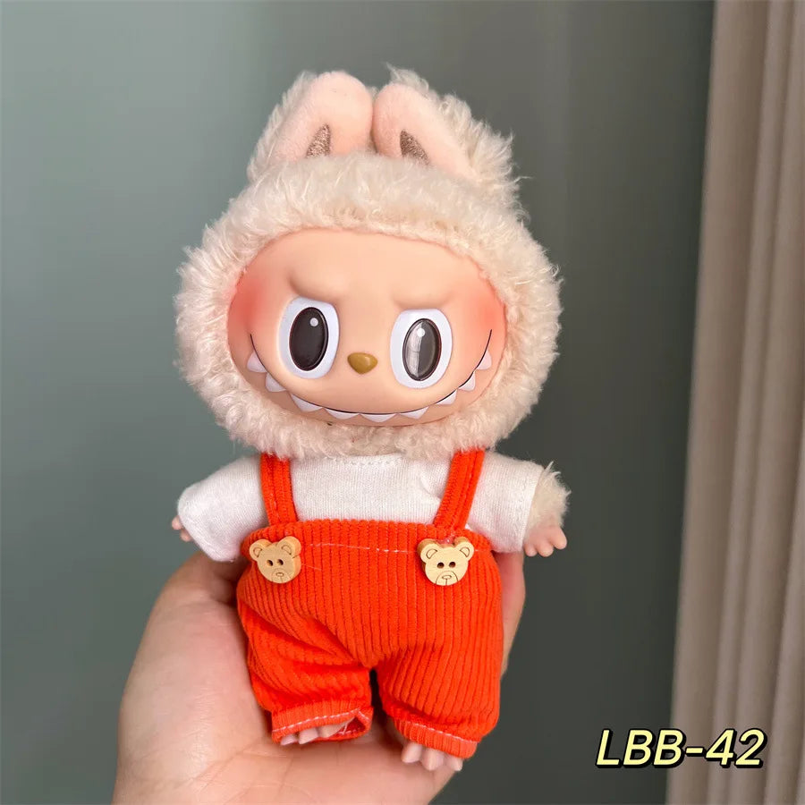 POP Labubu baby clothes 17cm plush vinyl labubu sit-down party first-generation and second-generation suit, clothes only