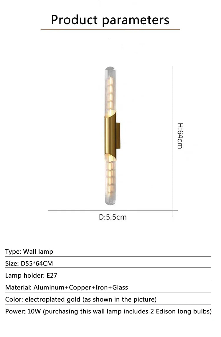 Nordic Luxury Wall Lamp E27 Bulb Is Used For Bedroom Mirror Stairs Bedside Wall Paintings Comfortable Lighting Decorative Lamps