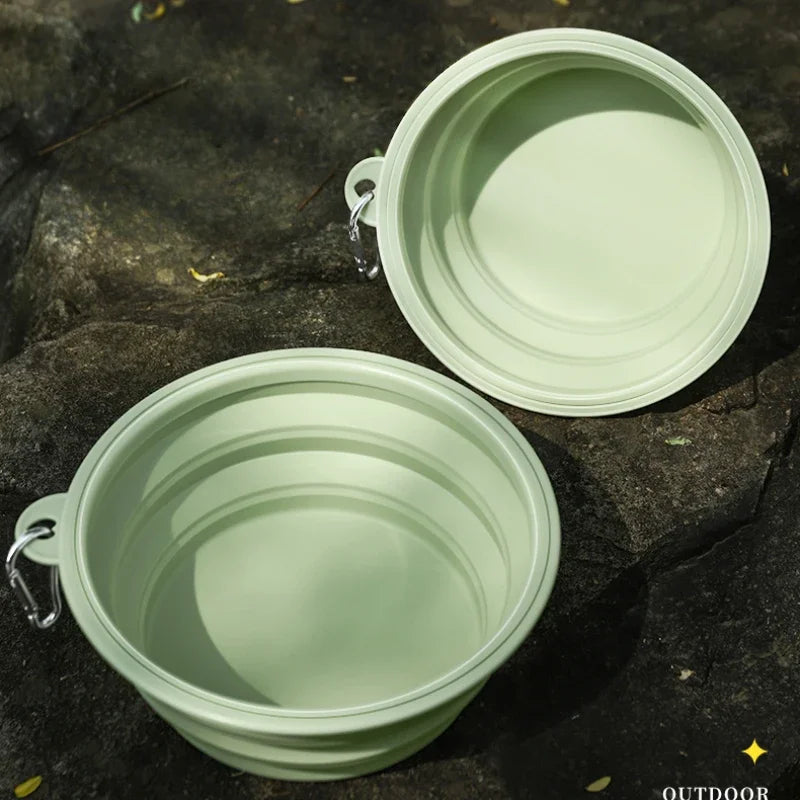 Dog Feeders Folding Silicone Bowl Outdoor Travel Foldable Portable Cat Dog Food Water Container Feeding Tray Bowl Pet Supplies