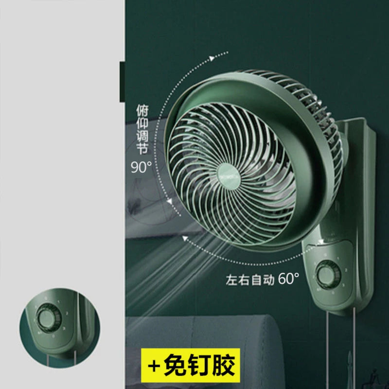 Air circulating wall fan Wall mounted household wall mounted electric fan Kitchen Toilet Non perforated wall electric fan Remote