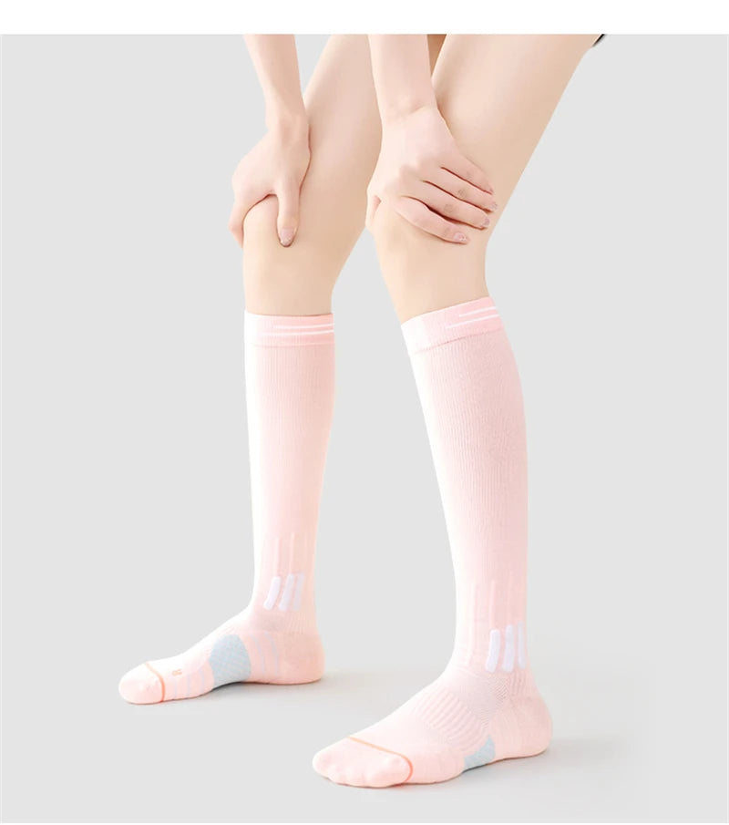 SPORT'S HOUSE Spring and summer long women's pressure socks Towel bottom non-slip high elastic compression sports socks