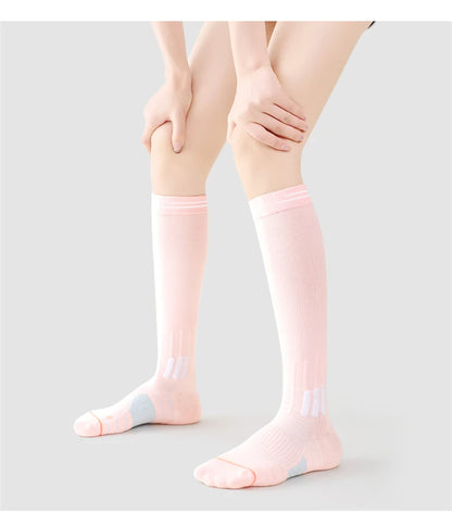 SPORT'S HOUSE Spring and summer long women's pressure socks Towel bottom non-slip high elastic compression sports socks