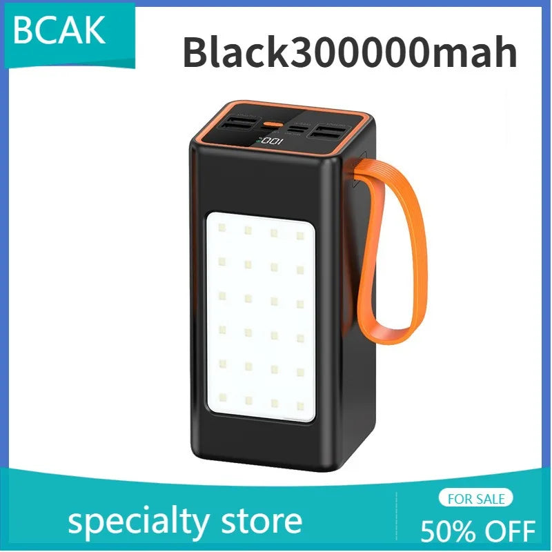 BCAK /Hot  style  500000mah 100000mah 200000mah 300000mah Upgraded Version Super power bank fast charge with LED Large Capacity