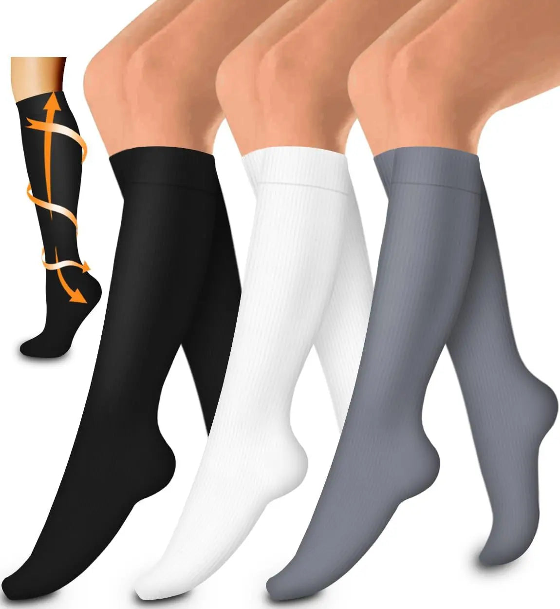Sports Men Women Nurse Compression Socks 3 Pairs  Women's Calf Stocking Running Calf Elastic Long Compression Socks