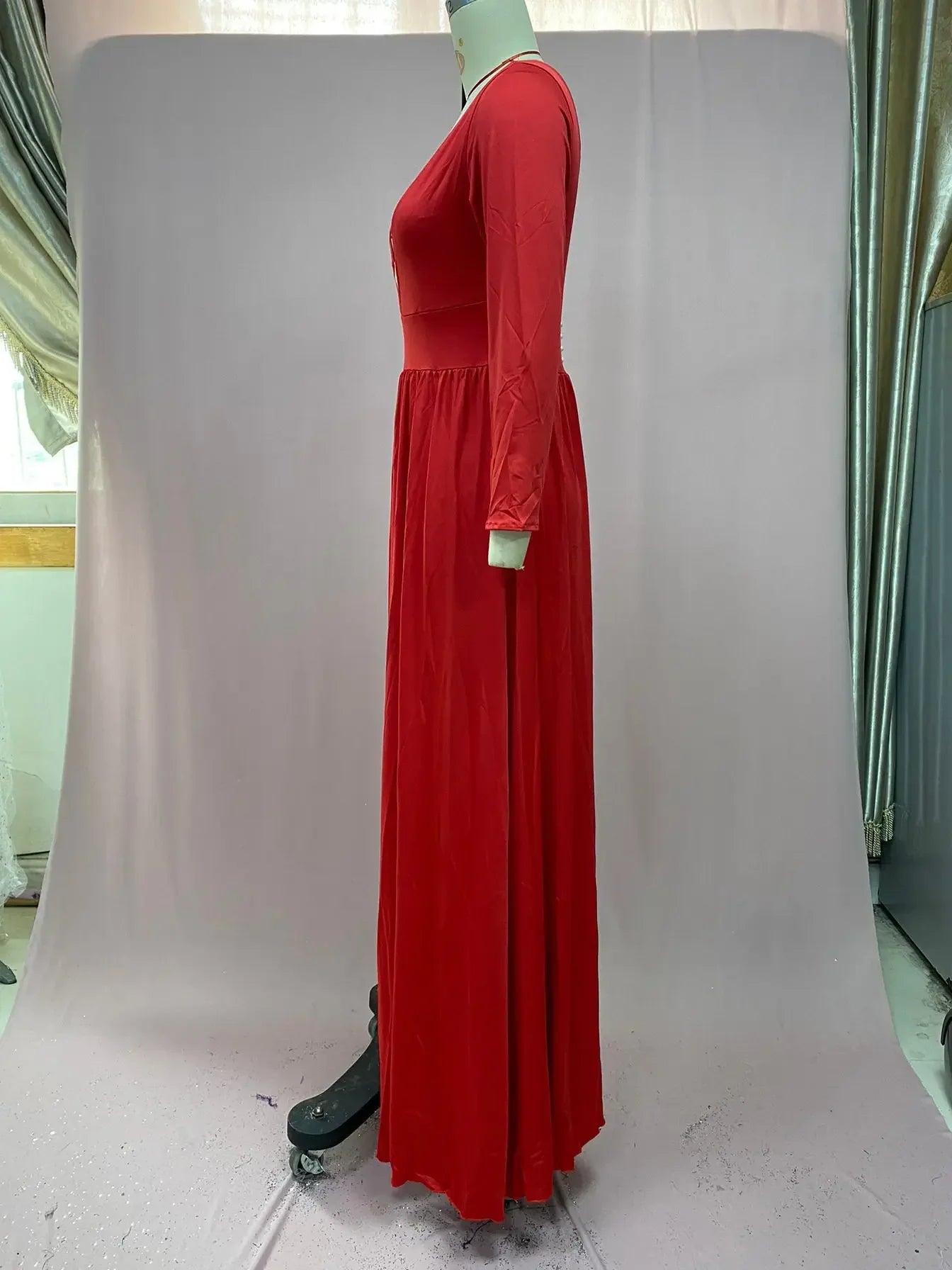 European American Wedding Dresses Wheat Dress Sexy Deep V Long Sleeved Sequined Dress Woman Party Solid Dress Maxi Floor Gowns