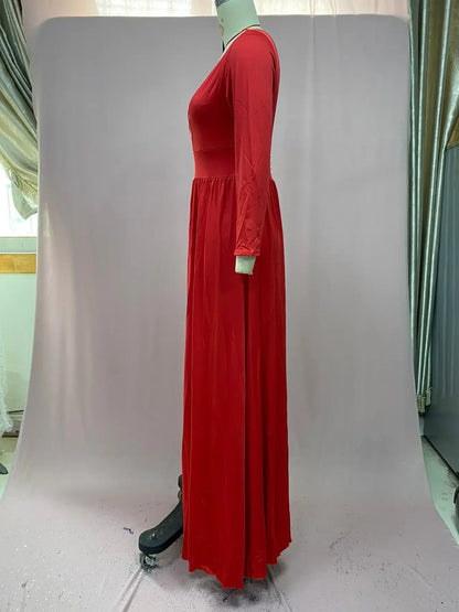 European American Wedding Dresses Wheat Dress Sexy Deep V Long Sleeved Sequined Dress Woman Party Solid Dress Maxi Floor Gowns