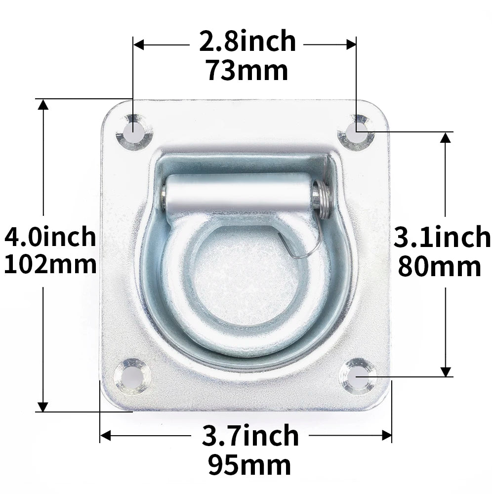 4PCS Recessed D-Ring Tie Down Anchors for Trailer, Trailer Tie Down Anchors Heavy Duty Kit for Trailer or Deliveries