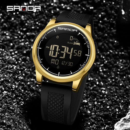 SANDA 9064 Student Sports Quartz LED Electronic Watch Calorimeter Step Electronic Watch Sleep Monitoring Smart Electronic Watch
