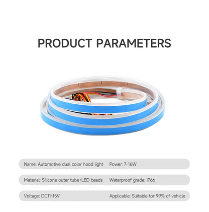 LED Car Hood Decorative Light Strip Start Scan Dynamic Ambient Light Car Daytime Running Light DRL With Turn Signal Lamp 12V