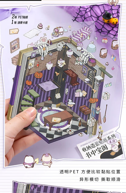 Creative Design Landscaping Sticker for Student Cute Cartoon Magic 3D Stack Scene Scrapbook Sticker Sweet Student Supplies