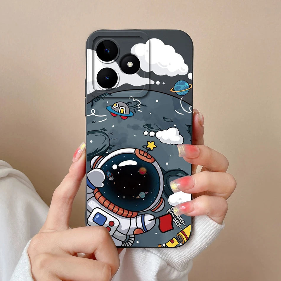 Case For Realme Note 50 Flower Painted Upgrade Lens Protection Soft Back Cover Model RMX3834 Liquid Silicone Phone Protectors