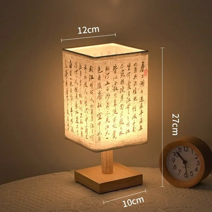 LED  Decoration Table Lamps Simple Chinese Style Dimmable Plug Night Light Fabric Lampshade Square Bedroom Bedside Desk Lights