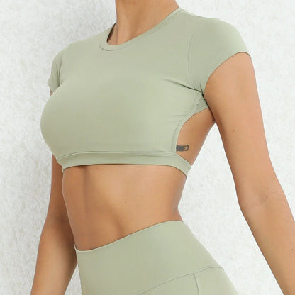 New Sports Shirts Breathable Workout Sportswear Fitness Backless Yoga Clothing Chest Pads Sport Crop Tops Gym Top Women