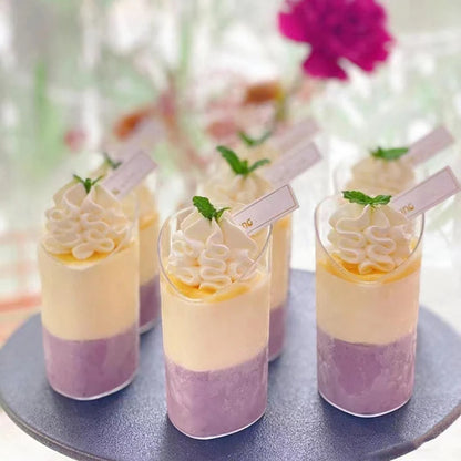 40PCS 80ml Plastic Pudding Cups Ice-Cream Mousse Dessert Picnic Party Packing Dessert Cups Christmas Supplies Matching spoon