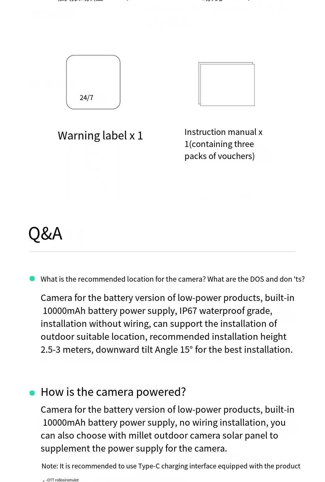 Xiaomi Mijia APP IP67 Waterproof 10000mah Battery Smart Outdoor IP Camera 2.5k HD  Wireless Security Infrared Night Vision Cam