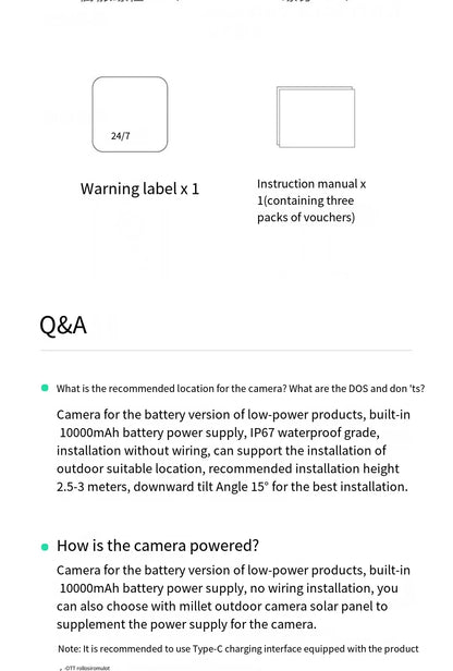 Xiaomi Mijia APP IP67 Waterproof 10000mah Battery Smart Outdoor IP Camera 2.5k HD  Wireless Security Infrared Night Vision Cam
