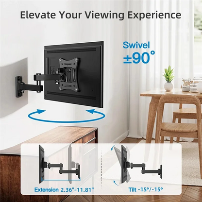 CABE-Full Motion Corner TV Holder Support Wall Mount Bracket Swivel Tilts Adjustable Stand For 10-32 In TV Monitor