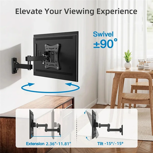 CABE-Full Motion Corner TV Holder Support Wall Mount Bracket Swivel Tilts Adjustable Stand For 10-32 In TV Monitor