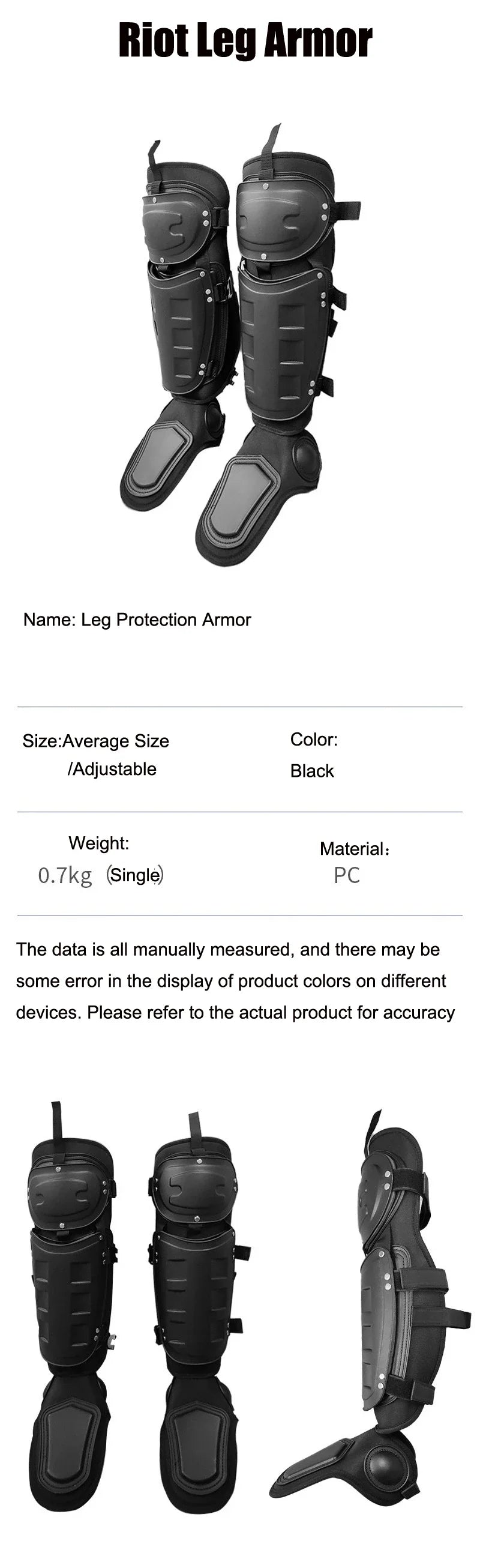 Tactical Leg Armor Guards Protection Stop Riot Legs Armour Full Body Protective Leg Knee Pads for Security Guard Vest Equipment